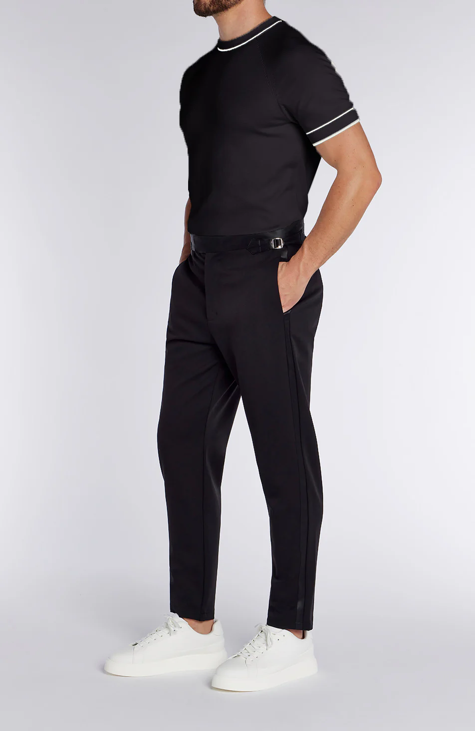 Blanton Slim Tux Chino Trousers in Black - Image 4