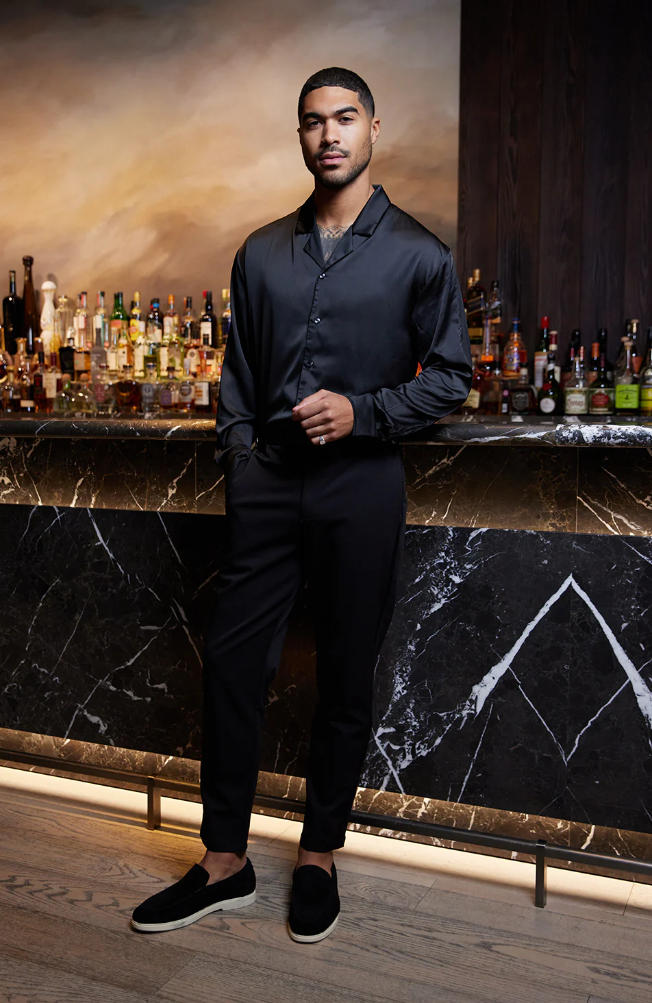 Blanton Slim Tux Chino Trousers in Black - Image 7