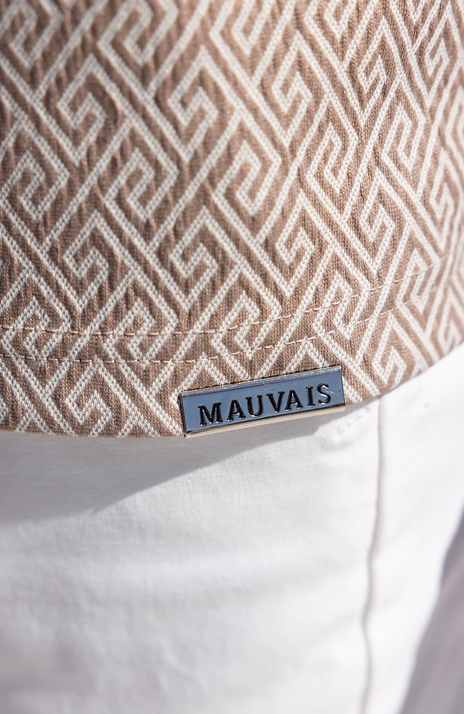 Calvi Swirl Geo Jacquard Slim Polo in Sand - Image 4