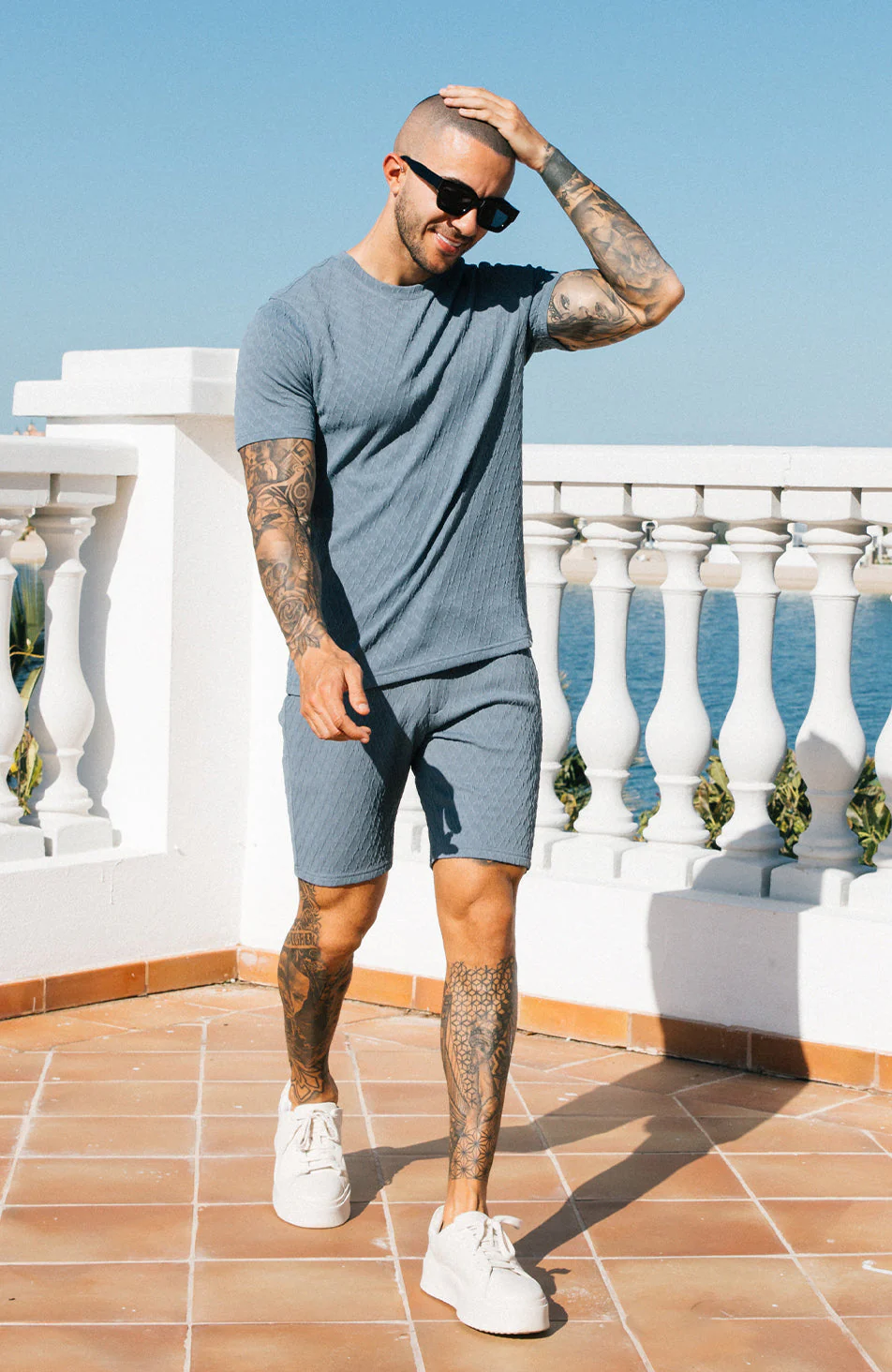 Cannes Knit Shorts in Blue - Image 2