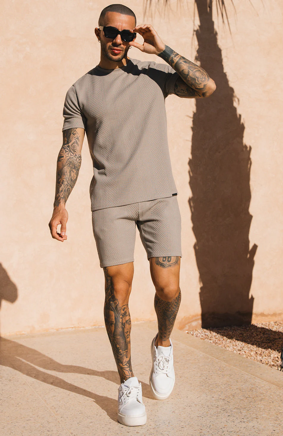 Cedro Knit Shorts in Taupe - Image 2