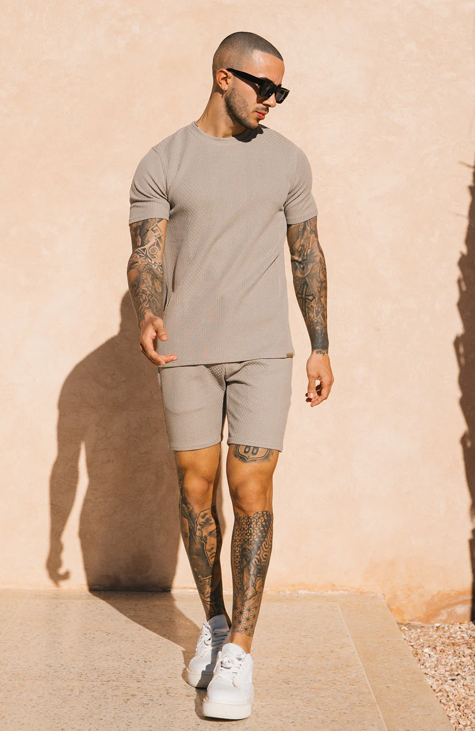 Cedro Knit Shorts in Taupe - Image 3