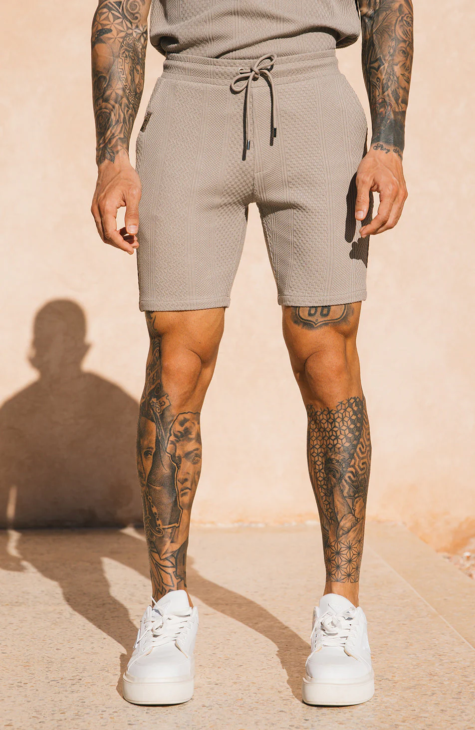 Cedro Knit Shorts in Taupe - Image 5