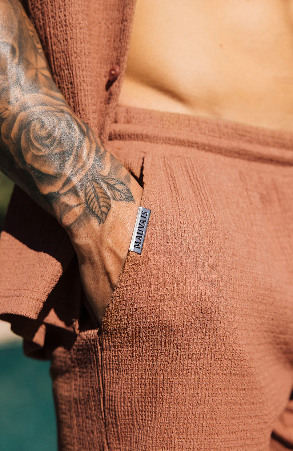 Eivissa Slim Stretch Shorts in Rust - Image 6