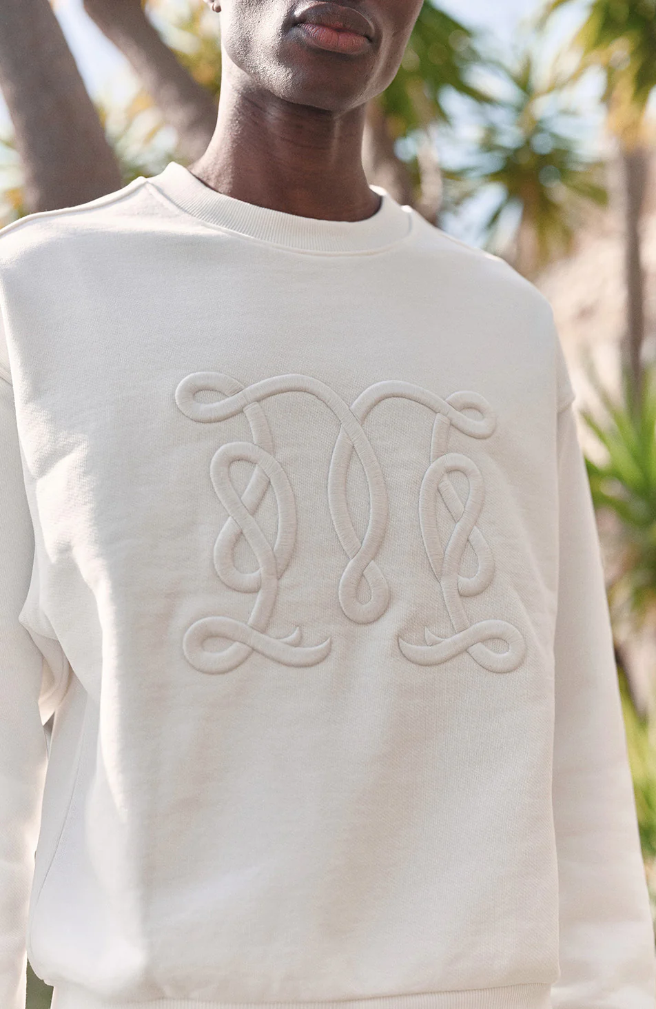 Embroidered Monogram Sweatshirt in White - Image 2