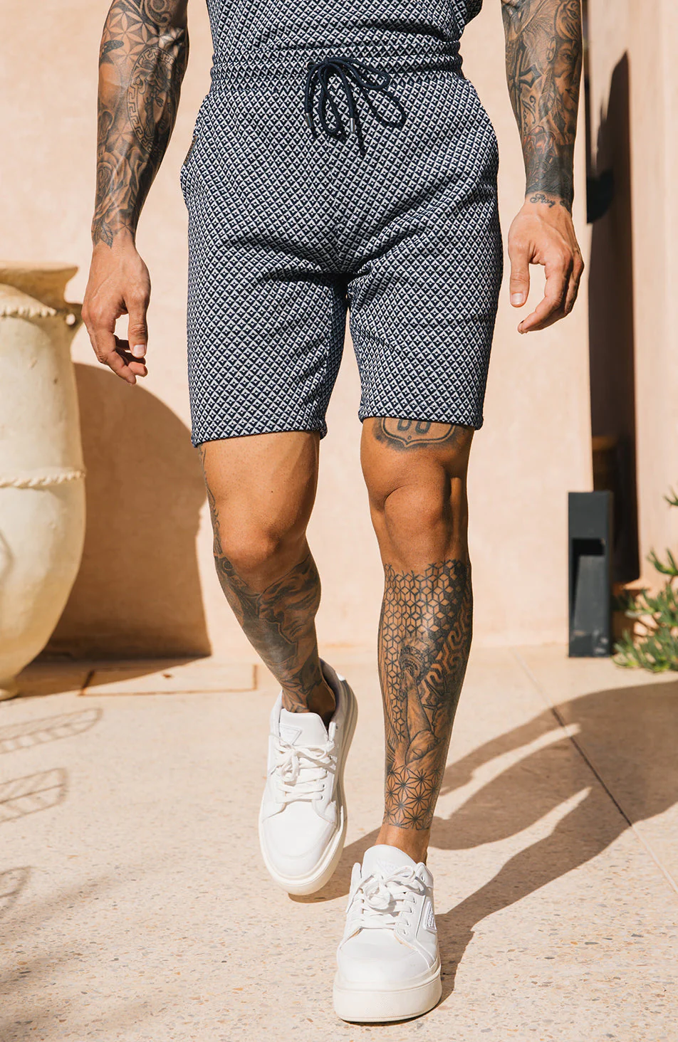 Geo Knit Shorts in Navy - Image 2