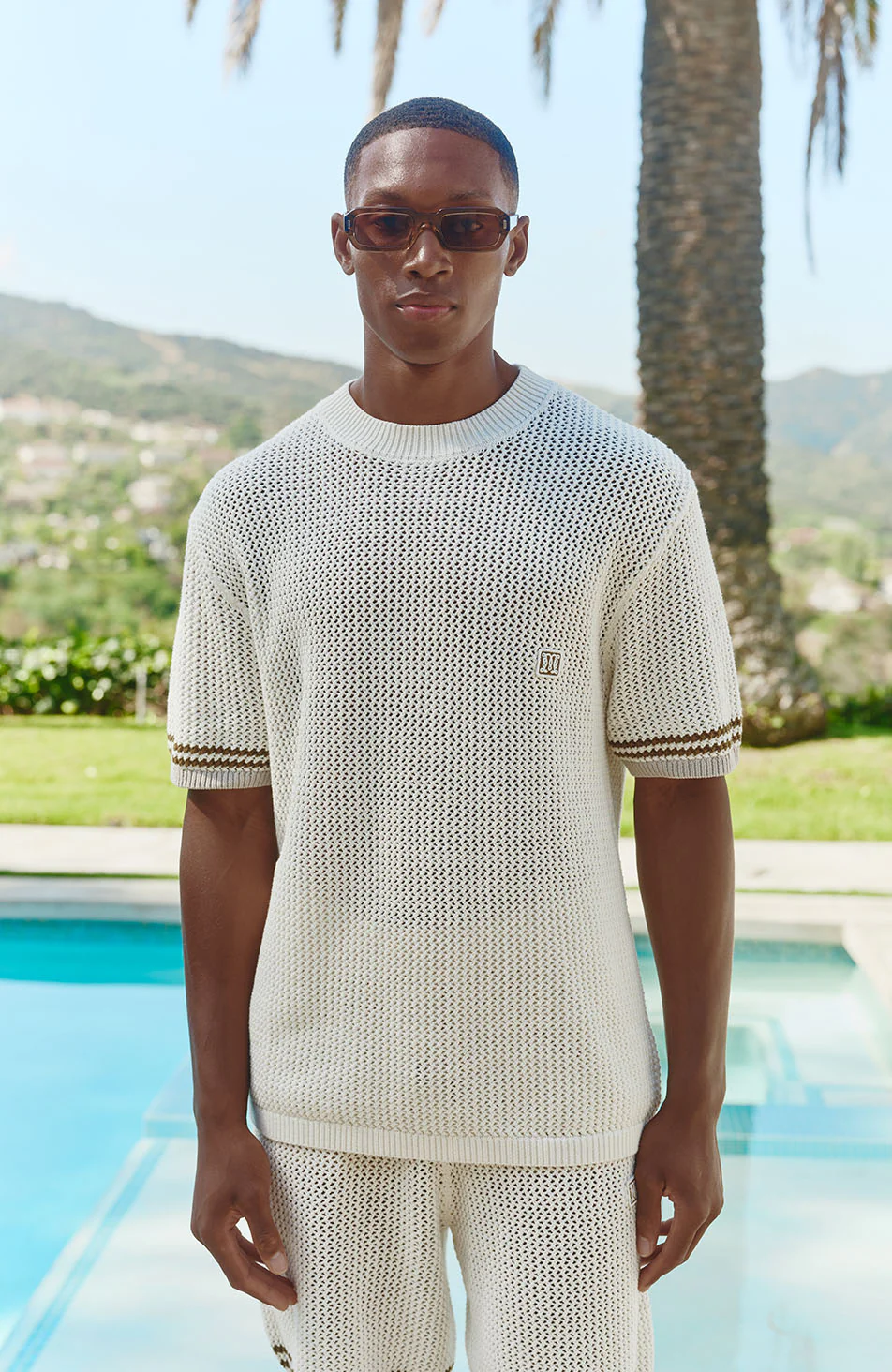 Malibu Cotton Short Sleeve Crochet T-shirt in White - Image 2