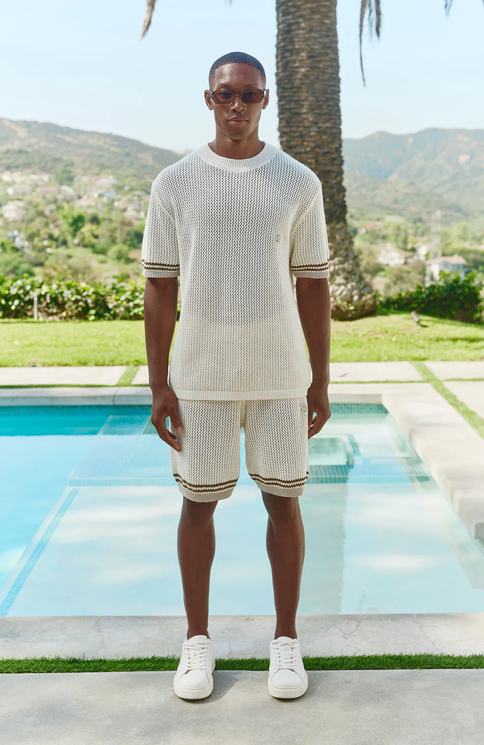 Malibu Cotton Short Sleeve Crochet T-shirt in White - Image 3