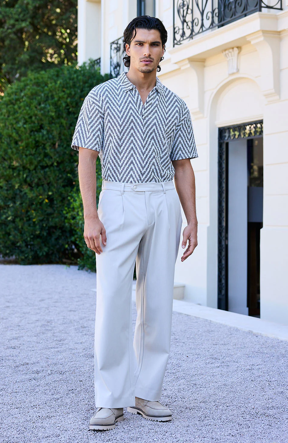 Marlin Textured Relaxed Polo in Grey - Image 2