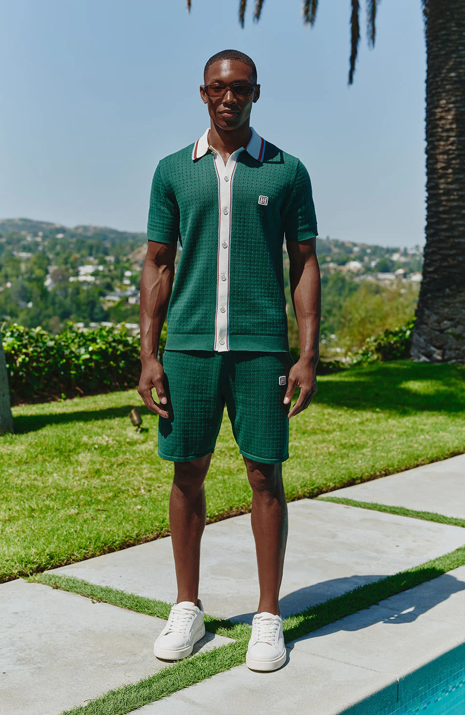 Marmont Pointelle Knitted Shorts Green - Image 2