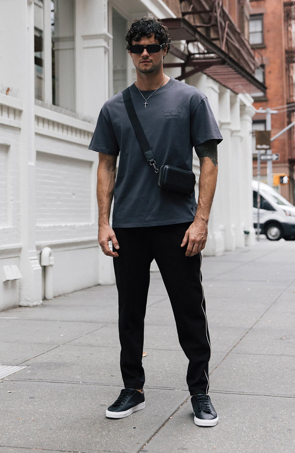 Nozomi Oversized Embroidery Tee in Slate - Image 2