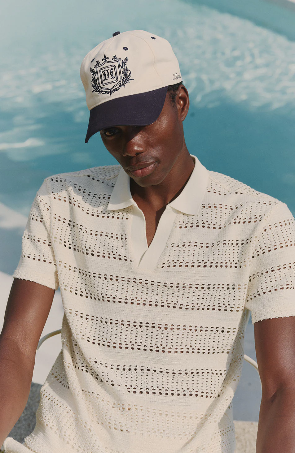 Romano Stripe Polo in White - Image 3