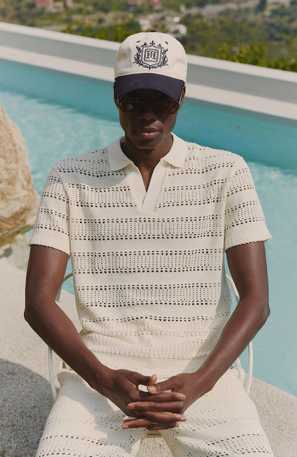 Romano Stripe Polo in White - Image 4