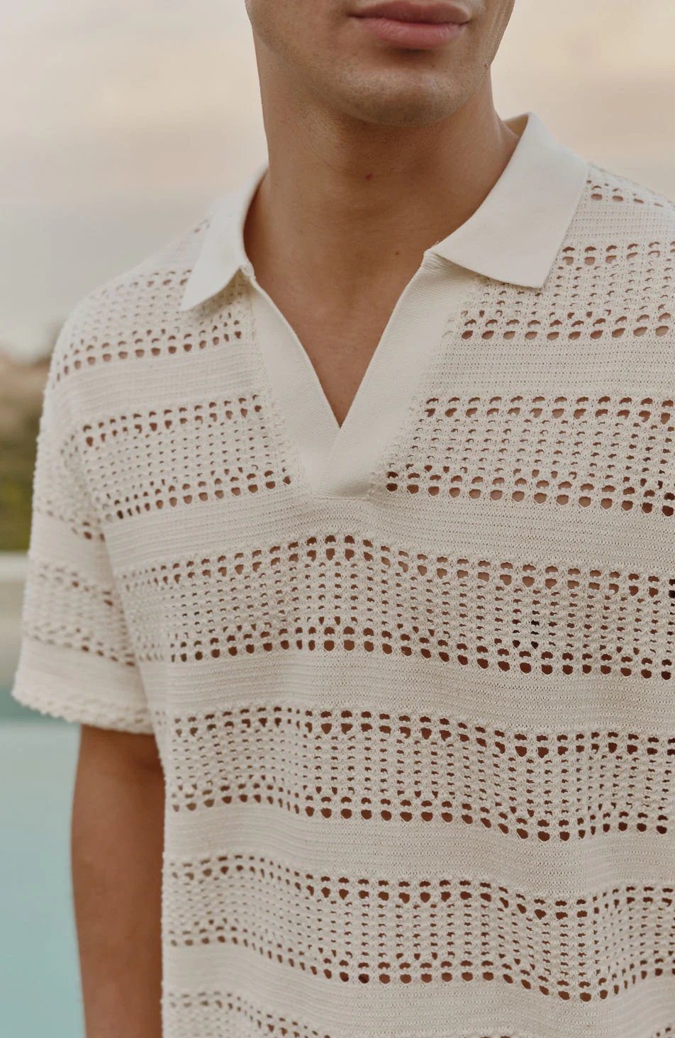 Romano Stripe Polo in White - Image 8
