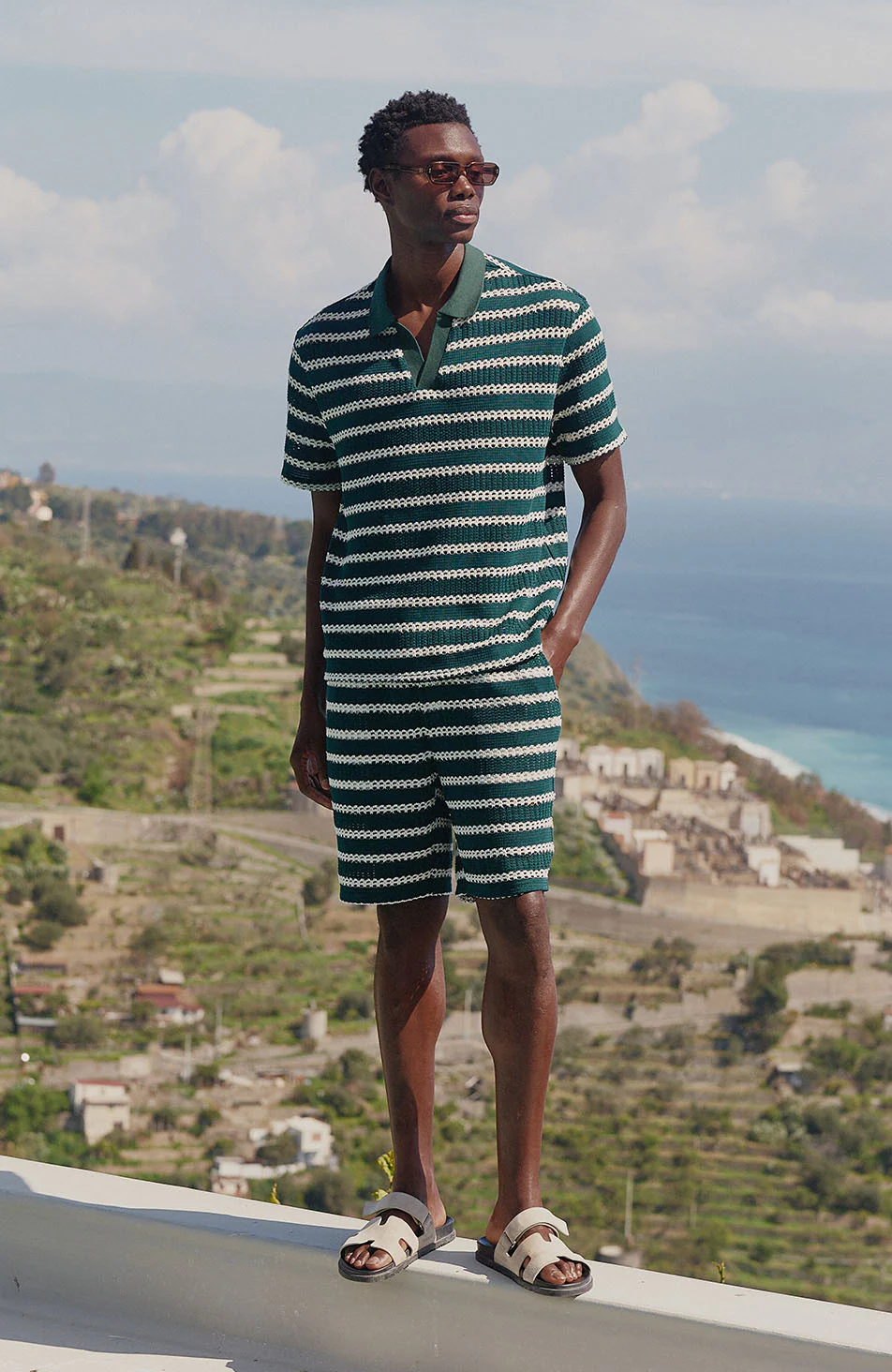 Romano Stripe Shorts in Green - Image 2
