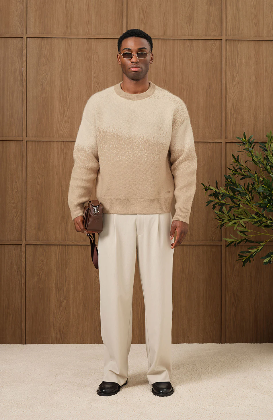 Salvador Ombre Oversized Knit Sweater in Beige