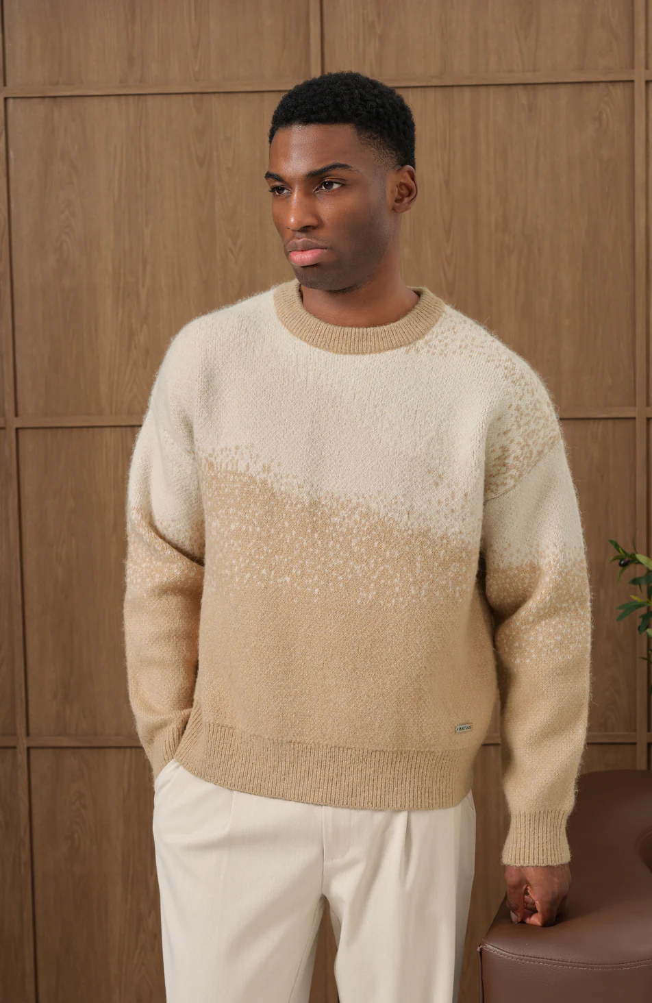 Salvador Ombre Oversized Knit Sweater in Beige - Image 2