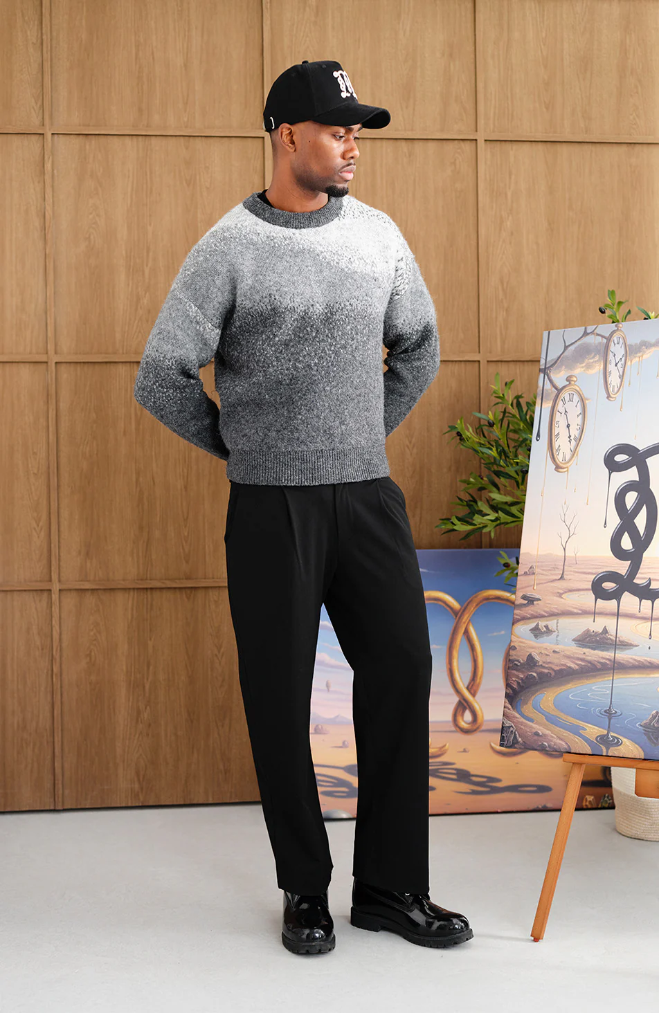 Salvador Ombre Oversized Knit Sweater in Grey - Image 2