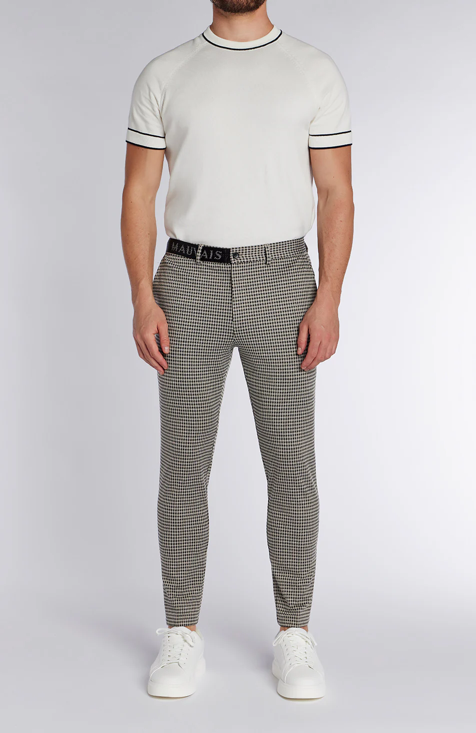 Signature Check Trousers with Half Belt - Image 4