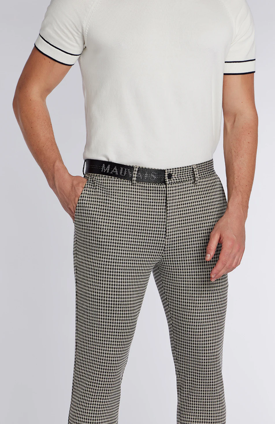 Signature Check Trousers with Half Belt - Image 5