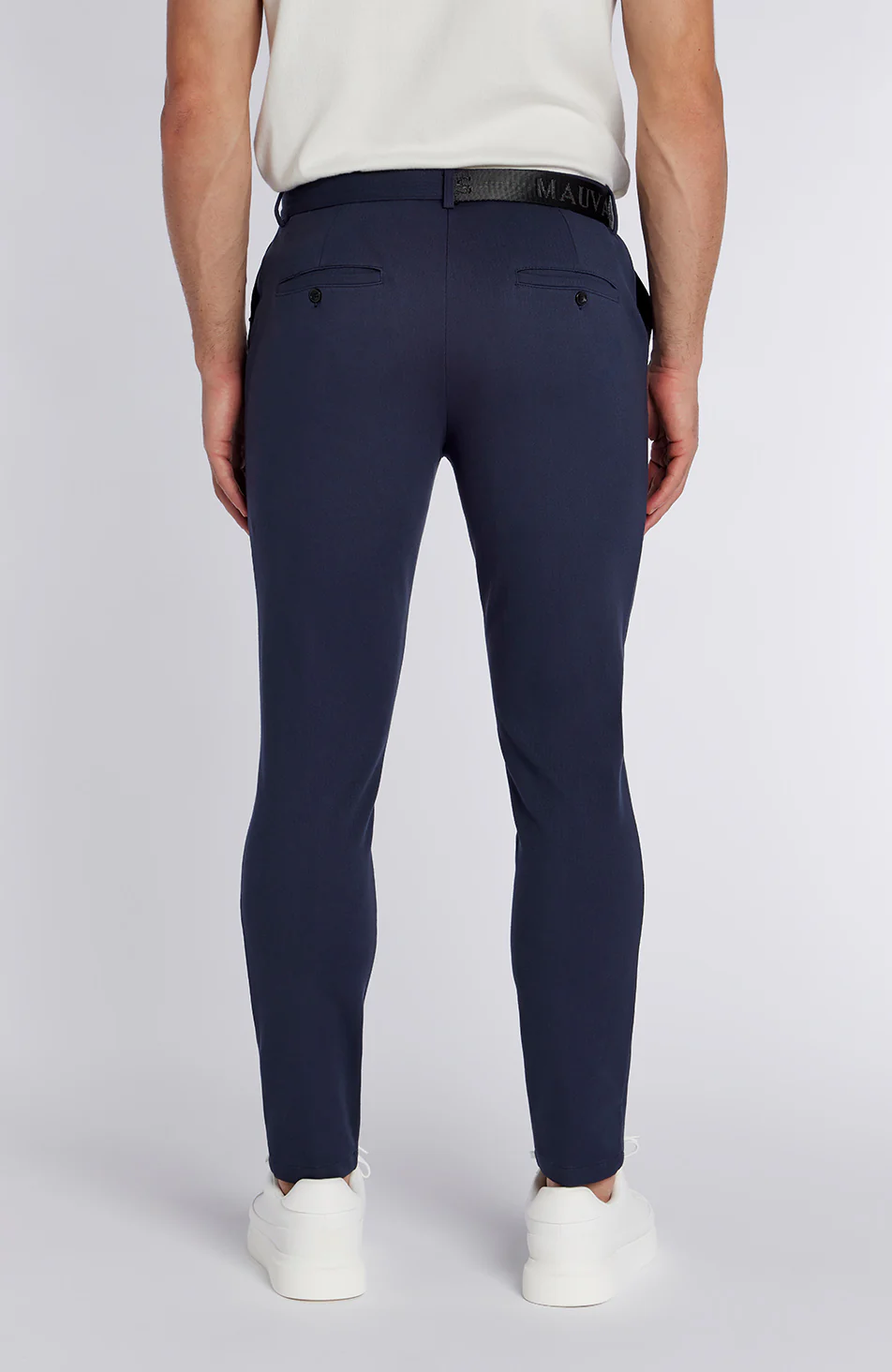 Signature Half Belt Trousers in Navy - Image 6