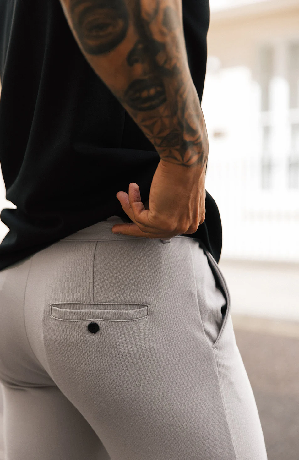Signature Trousers with Half Belt in Monaco Beige - Image 7