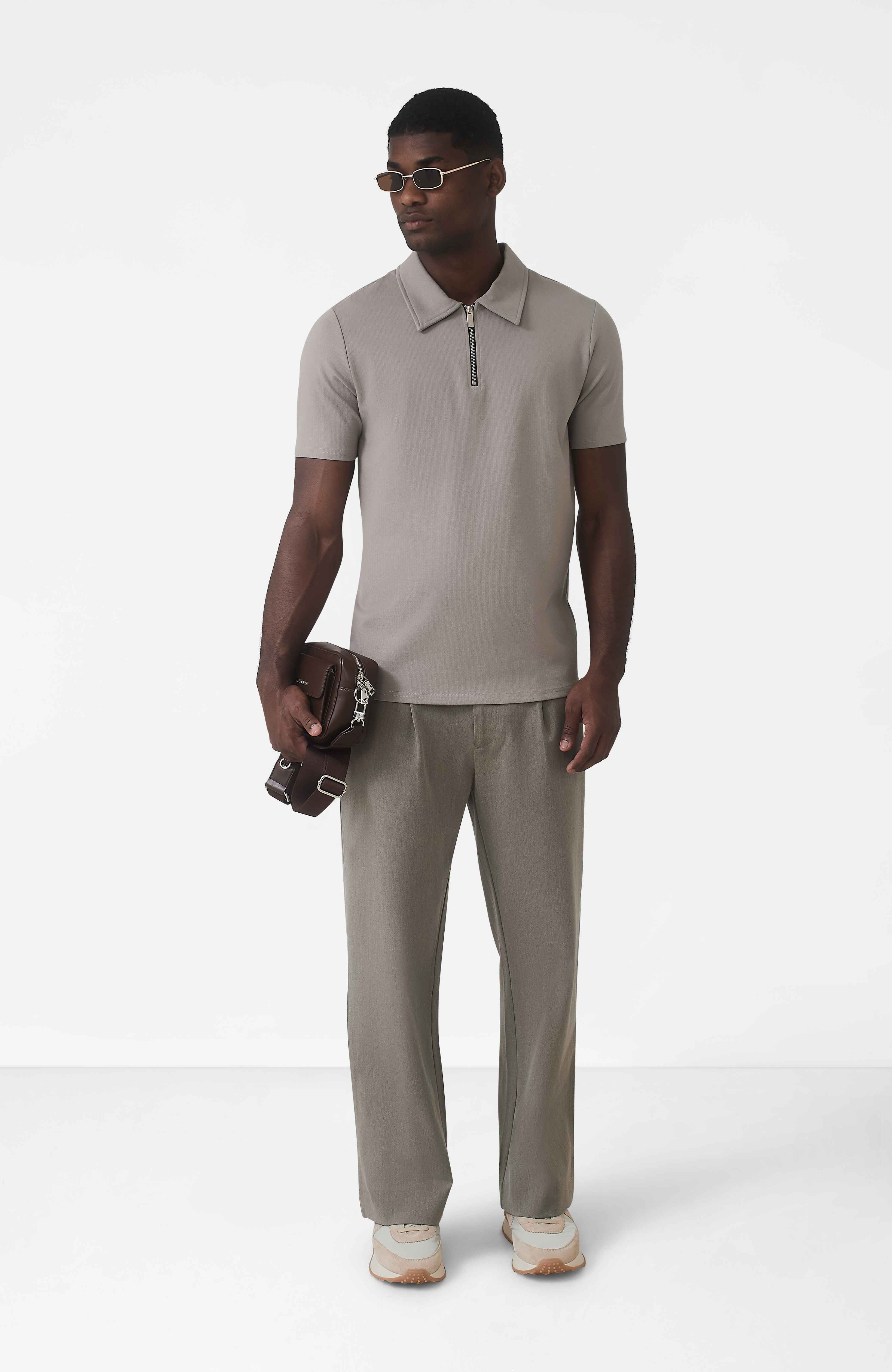 Signature Zip Polo in Monaco Beige - Image 2