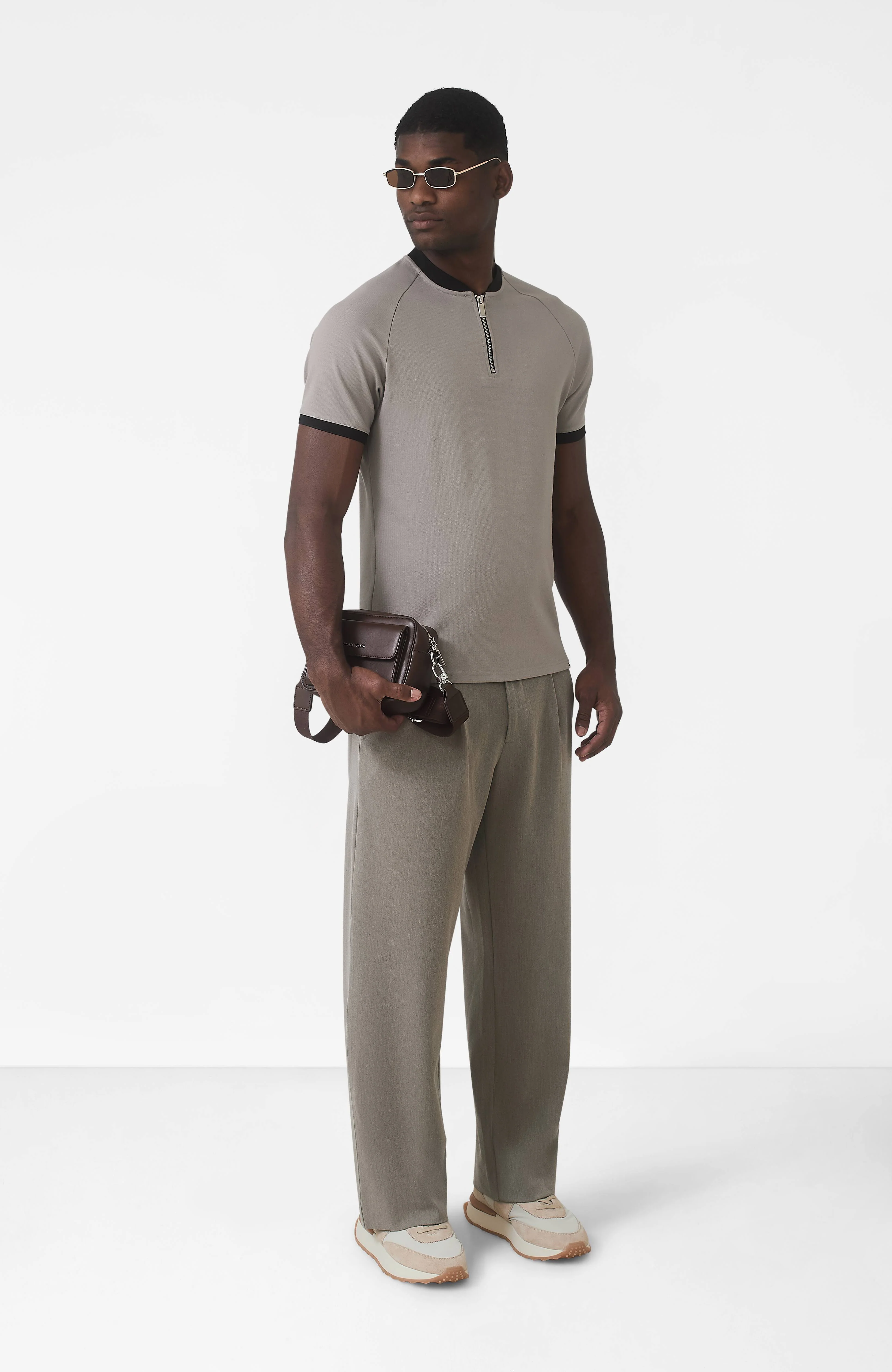 Signature Zip Tee in Monaco Beige - Image 2