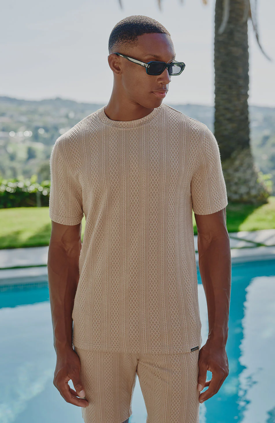 Tanami Textured Stretch Slim Tee in Beige
