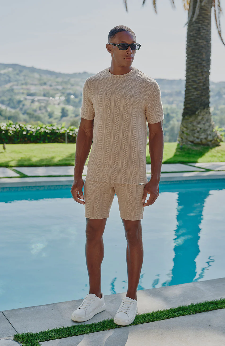 Tanami Textured Stretch Slim Tee in Beige - Image 2