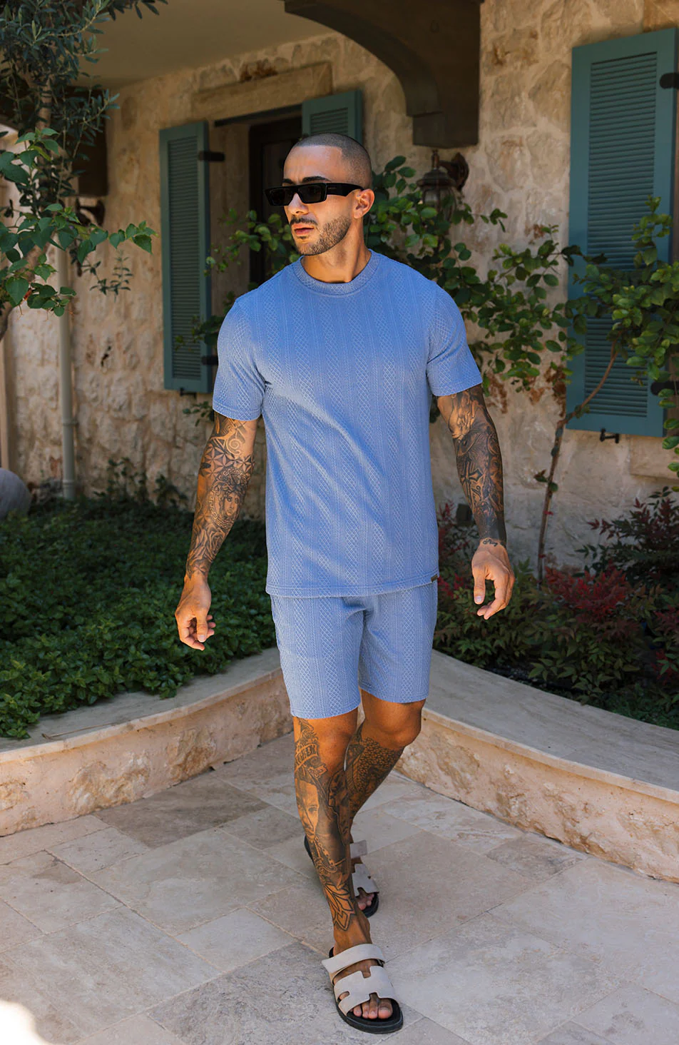 Tanami Textured Stretch Slim Tee in Blue - Image 2