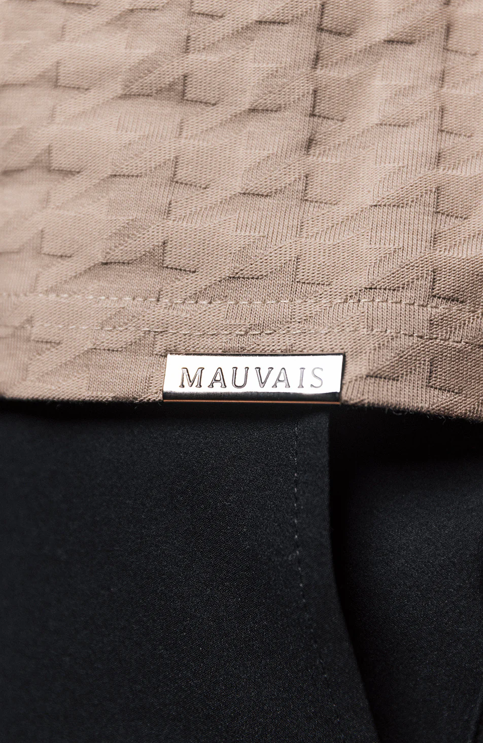 Vincent Slim Grid Shirt in Champagne Dogtooth - Image 7