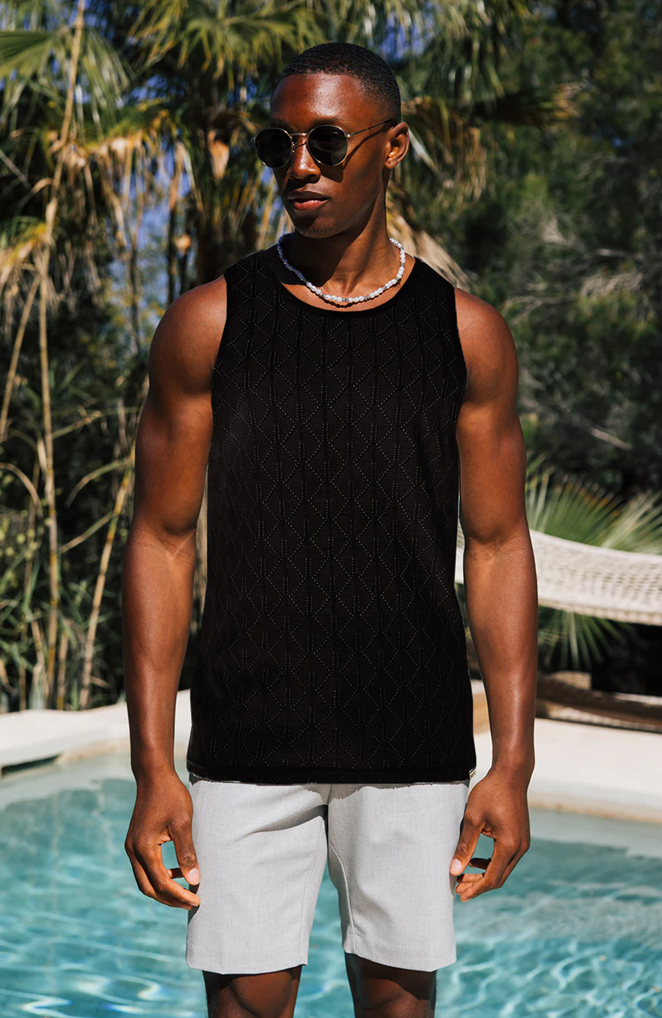 Zamas Pointelle Vest in Black