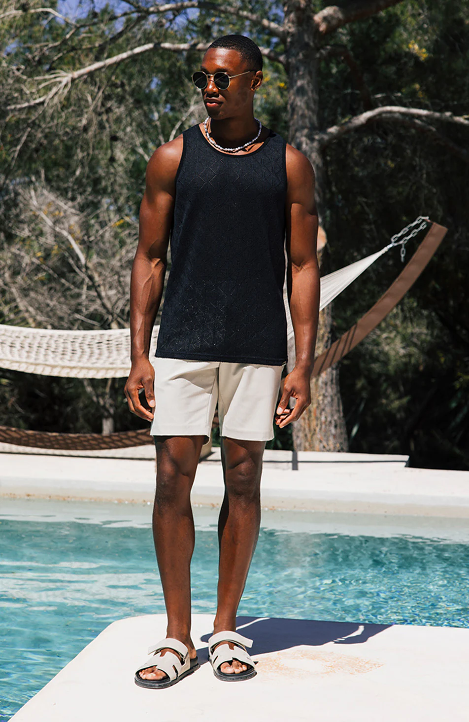 Zamas Pointelle Vest in Black - Image 2