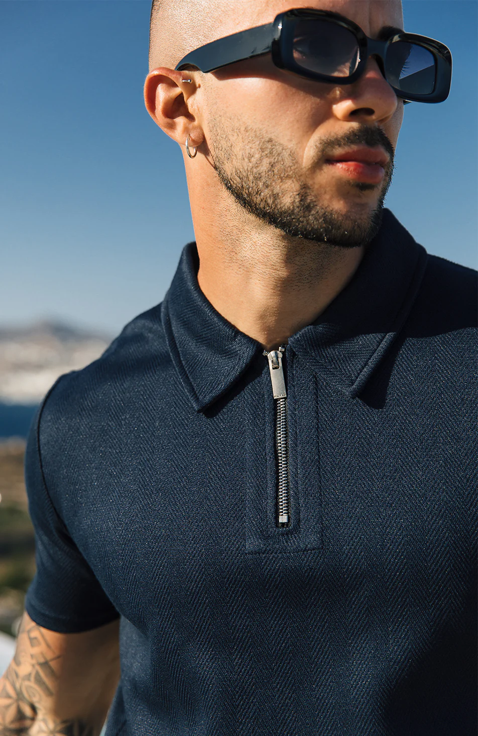 Zig Zag Polo in Navy - Image 4