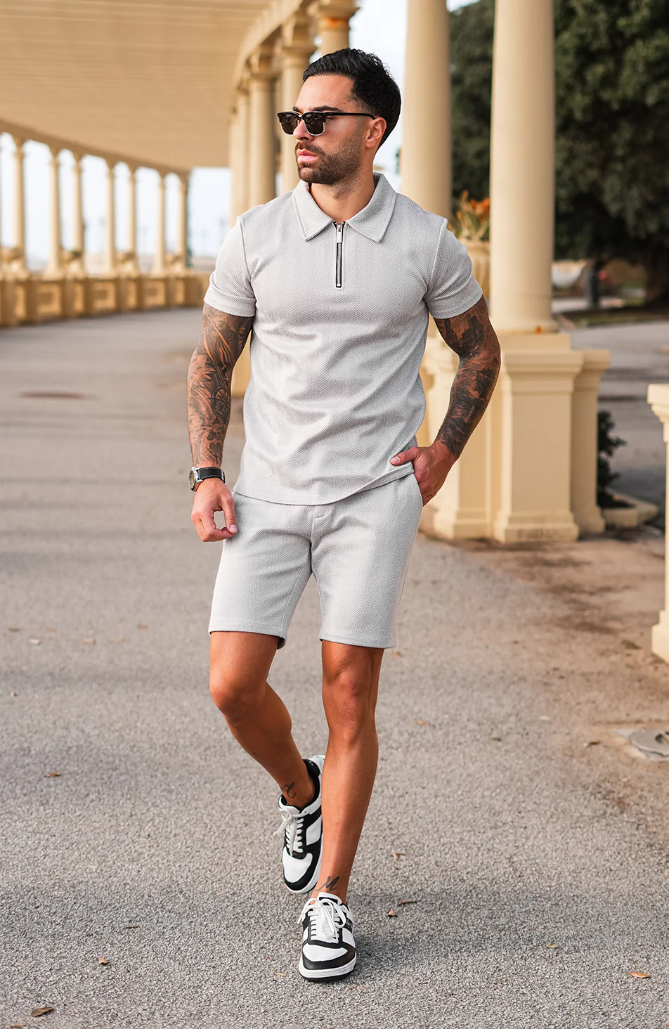 Zig Zag Slim Shorts in Ice Grey - Image 2